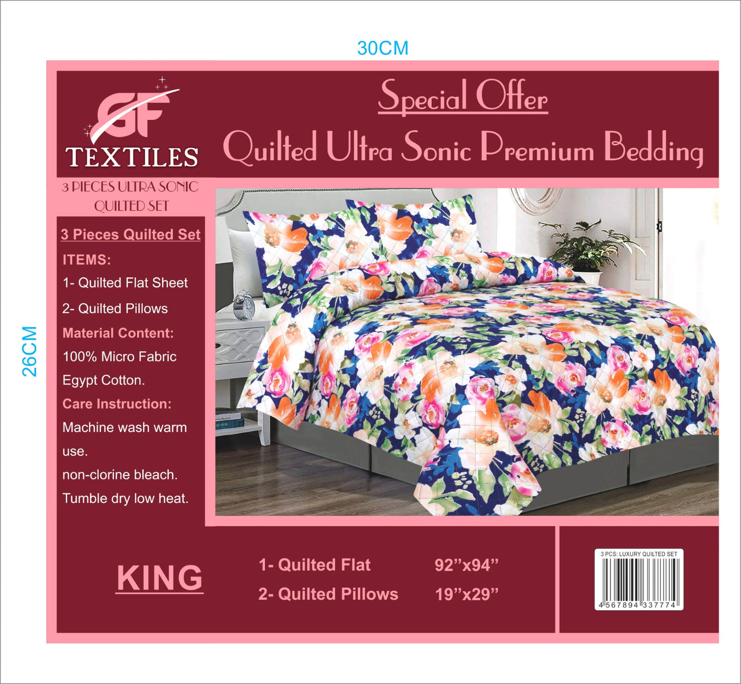 3PCS LUXURY DOUBLE BEDSHEET