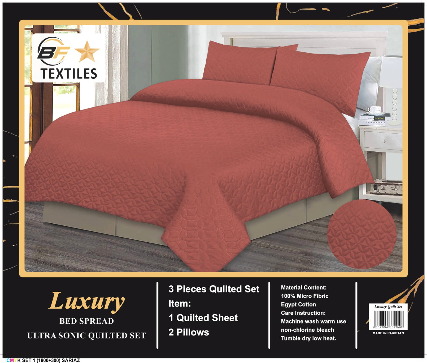 3PCS LUXURY  DOUBLE BEDSPREAD