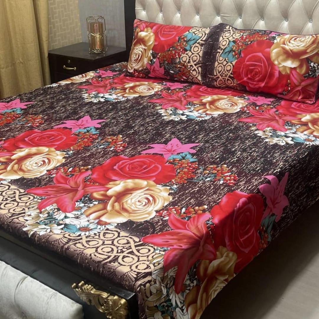 Stylish Printed Double Bedsheet Brown